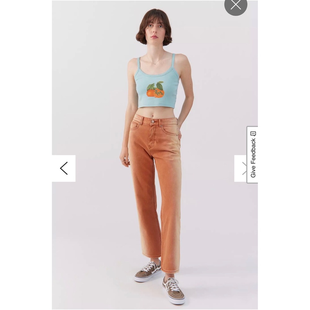 BDG High-Waisted Cowboy Jean Piece-Dye Colored Denim Peach/Rust Sz 28 Sun Wash